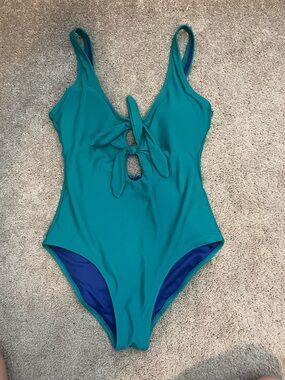 Old Navy Teal  One-Piece Swimsuit with Front Tie